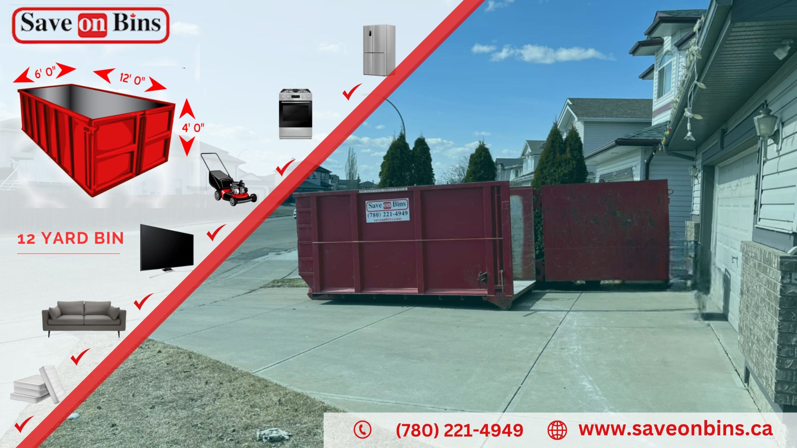 12 Yard Junk Bin Rental by Save On Bins, Bin Rentals in Edmonton