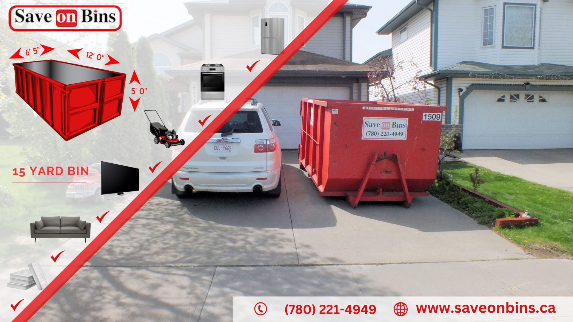 15 Yard Junk Bin Rental by Save On Bins, Bin Rentals in Edmonton