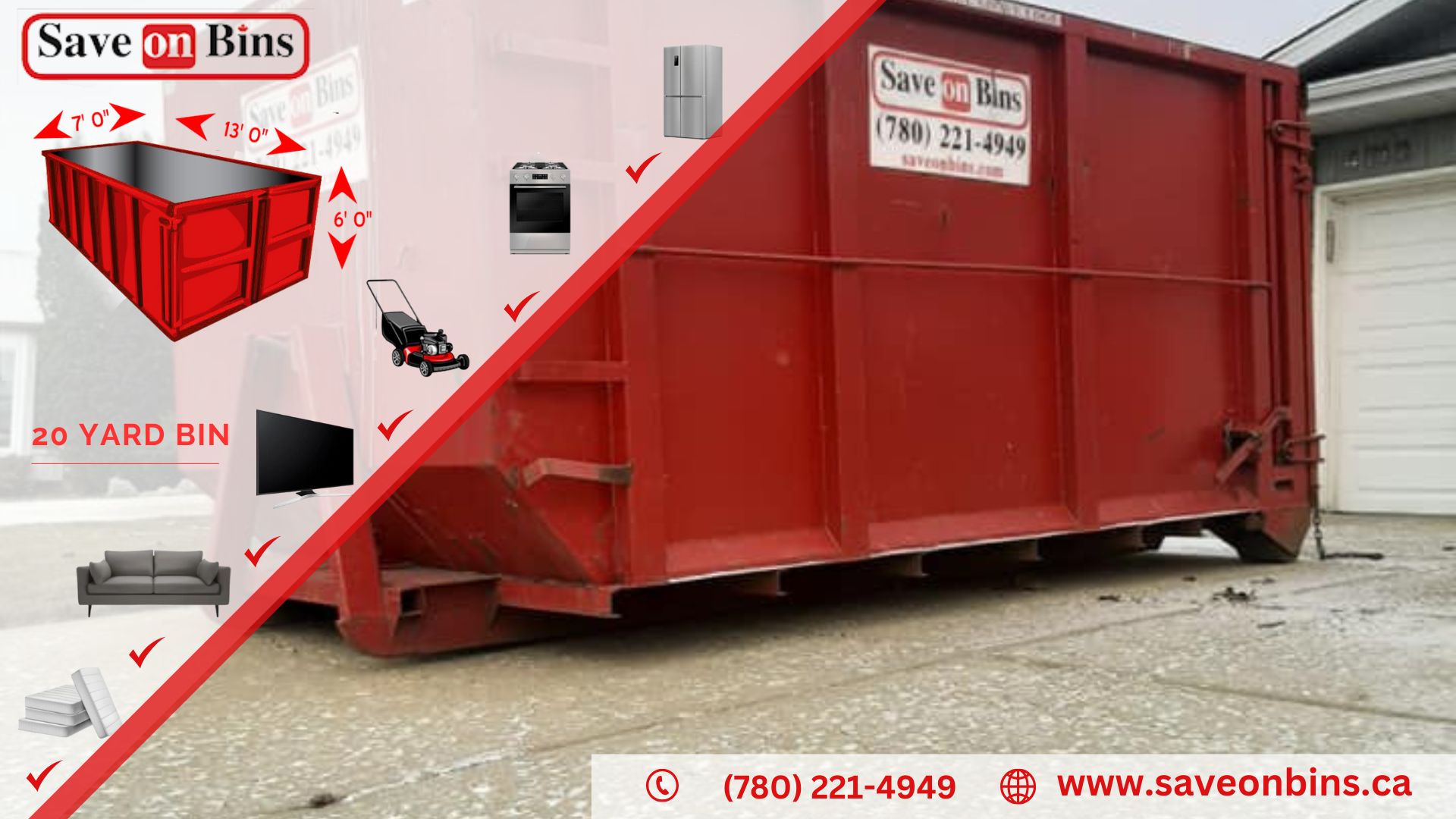 20 Yard Junk Bin Rental by Save On Bins, Bin Rentals in Edmonton